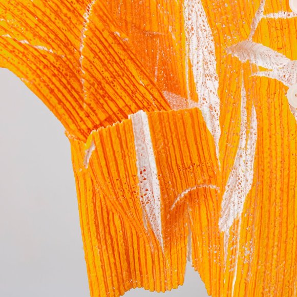 Issey Miyake Pleated Mesh Orange Jacket - Picture 3 of 8